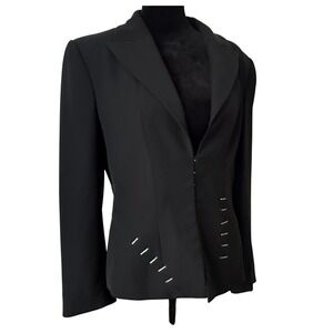 Manigance Paris Black Hook and Eye Structured Statement Blazer Jacket Size S